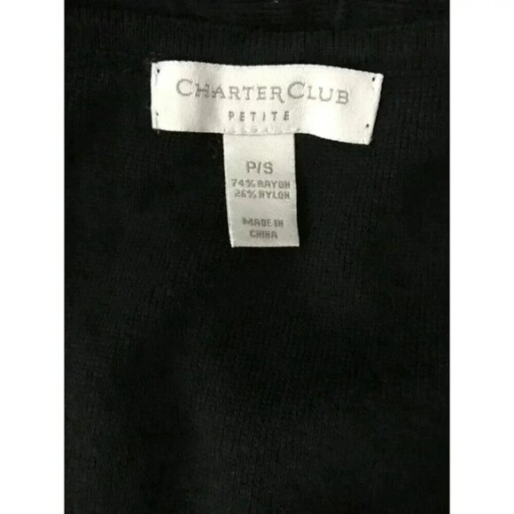 CHARTER CLUB Fit & Flare Ribbed Knit Black Dress P/S - Picture 7 of 12